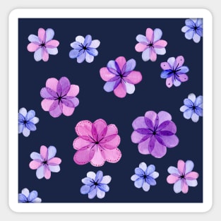 Translucent watercolor flowers with dark background Sticker